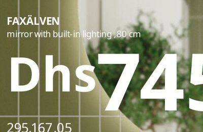 FAXÄLVEN mirror with built-in lighting, 80 cm