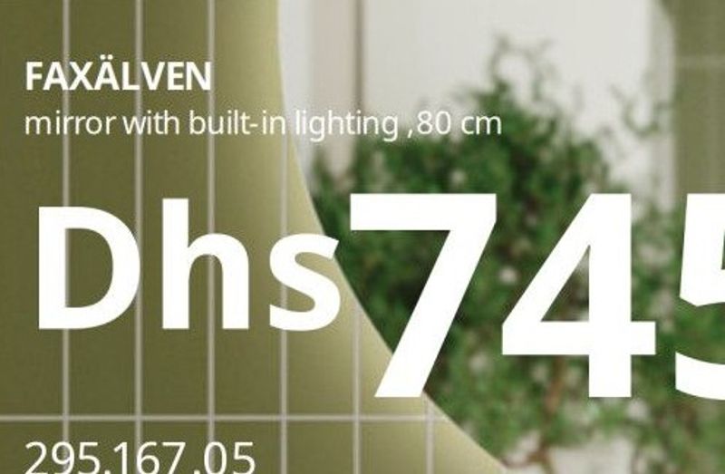 FAXÄLVEN mirror with built-in lighting, 80 cm