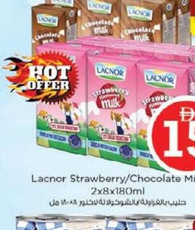 Lacnor Strawberry/Chocolate Milk 2x8x180ml