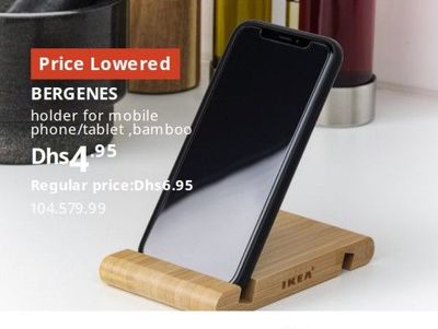 BERGENES holder for mobile phone/tablet, bamboo