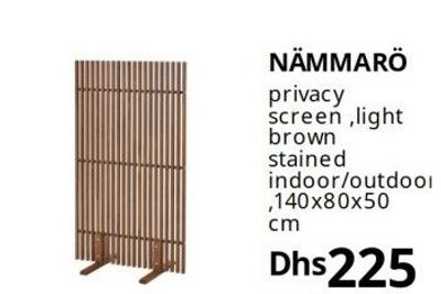 NÄMMARÖ privacy screen, light brown stained, indoor/outdoor, 140x80x50 cm