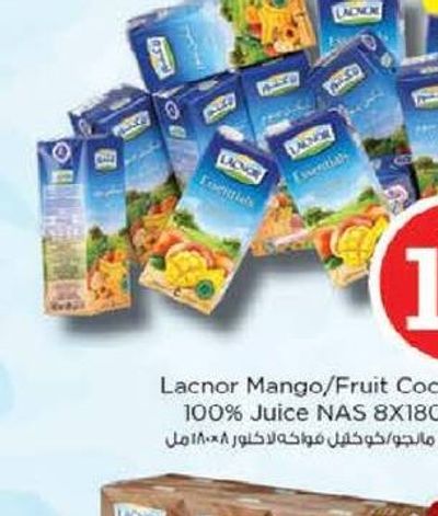 Lacnor Mango/Fruit Cocktail 100% Juice NAS 8x180ml