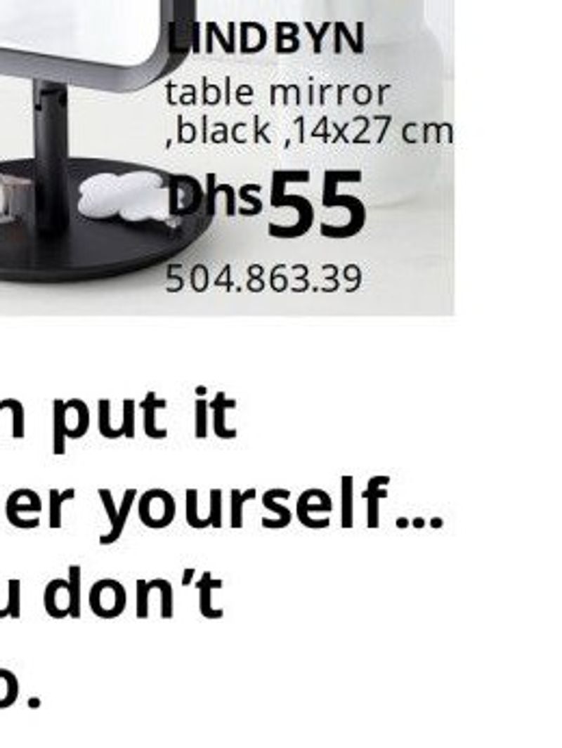 LIND BYN table mirror, black, 14x27 cm