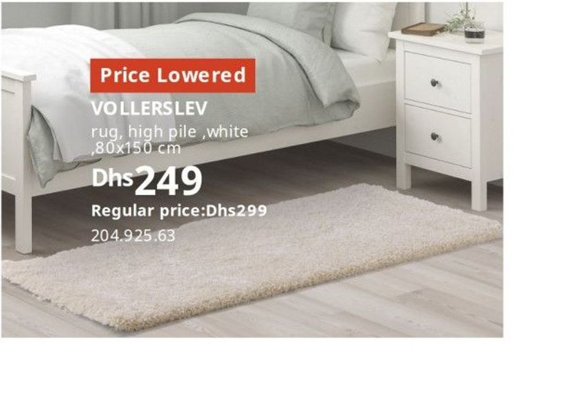 VOLLERSLEV rug, high pile, white, 80x150 cm