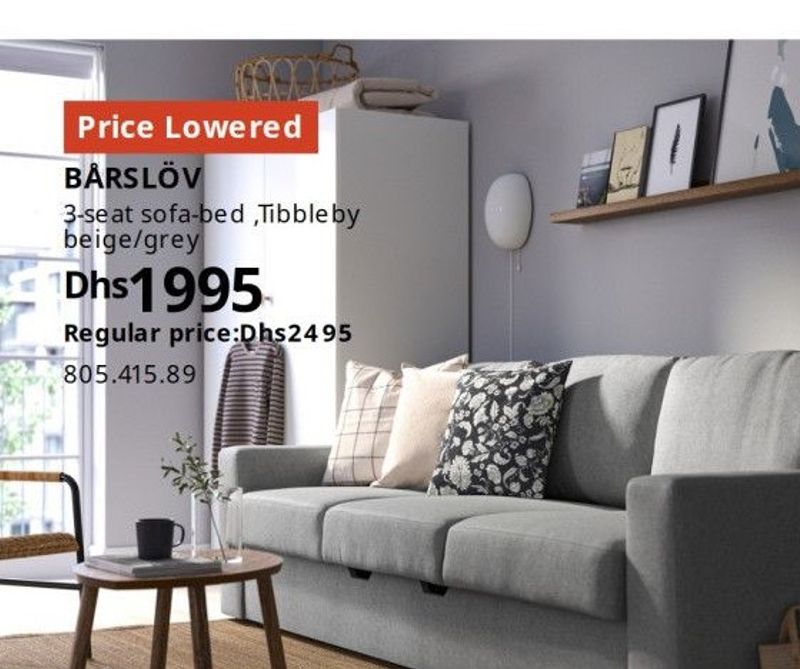 BÄRSLÖV 3-seat sofa-bed, Tibbleby beige/grey