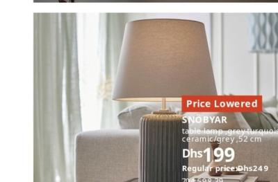 SNÖBYAR table lamp, grey/turquoise ceramic/grey, 52 cm