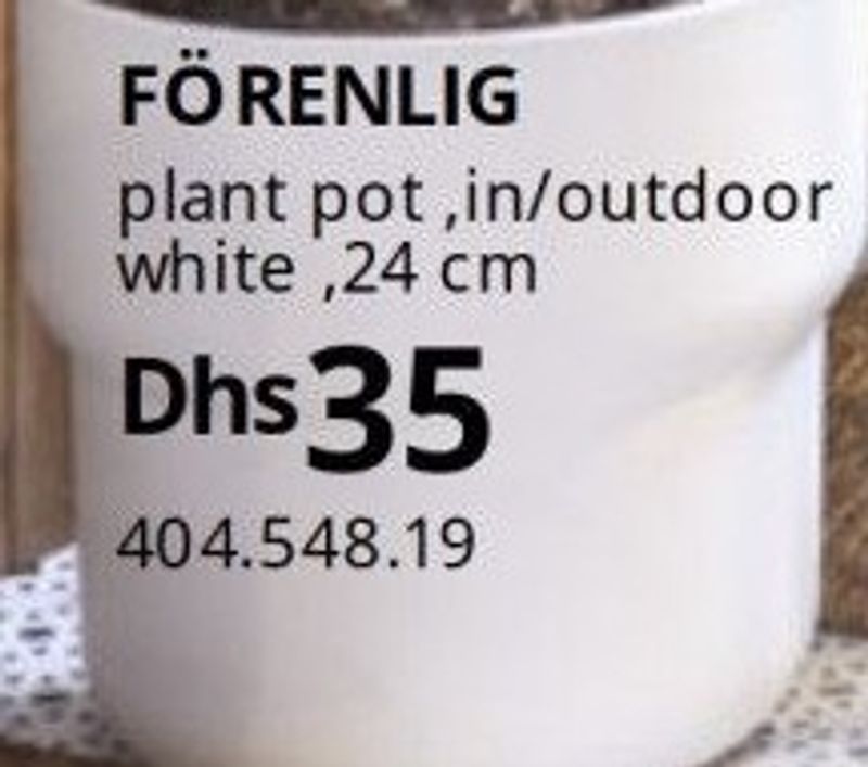 FÖRENLIG plant pot, in/outdoor, white, 24 cm