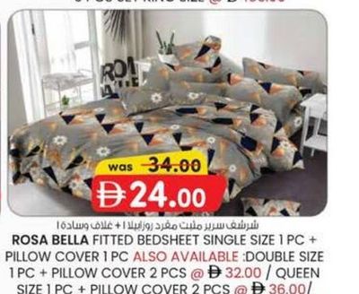 ROSA BELLA FITTED BEDSHEET SINGLE SIZE 1 PC + PILLOW COVER 1 PC