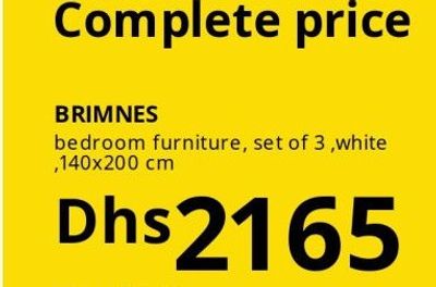 BRIMNES bedroom furniture set of 3, white, 140x200 cm