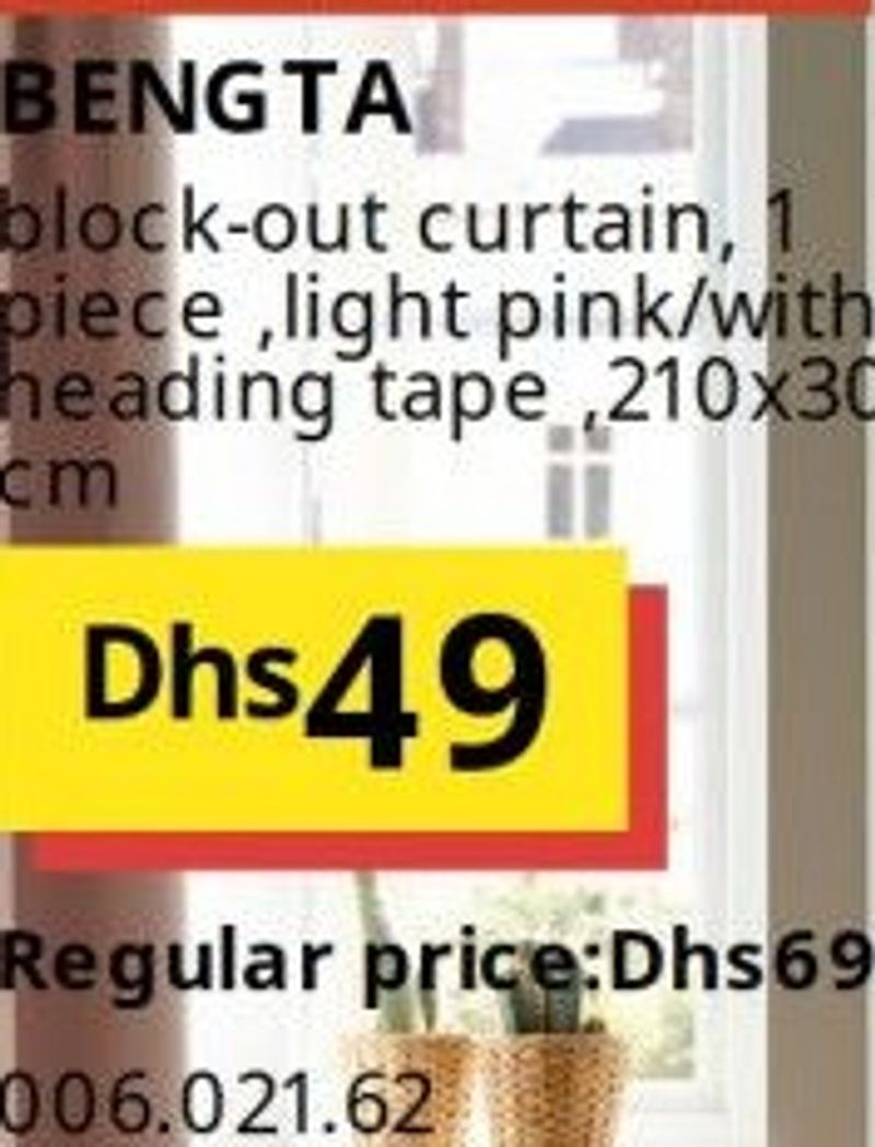 BENGTA block-out curtain, 1 piece, light pink/with heading tape, 210x300 cm