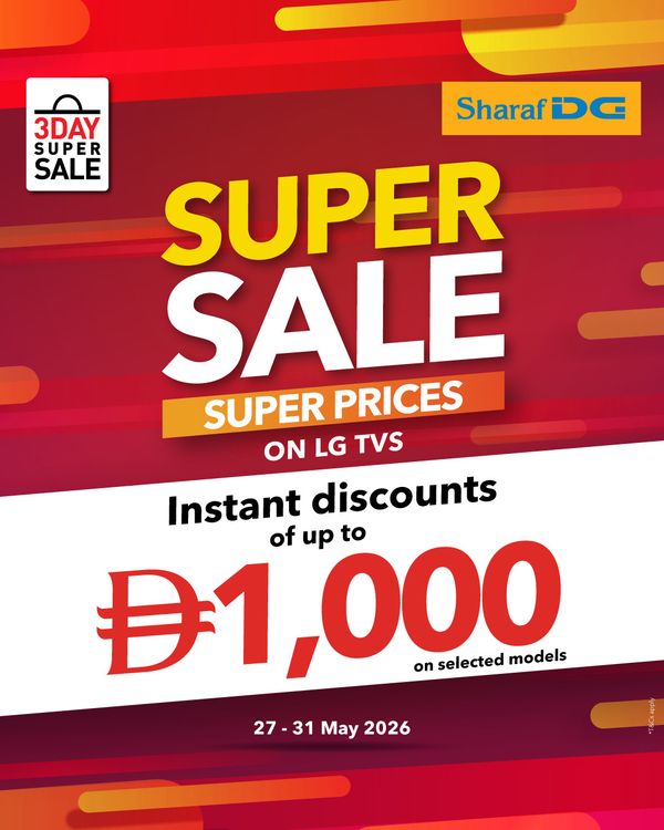 Super Price On LG TVs from Sharaf DG until 31st May