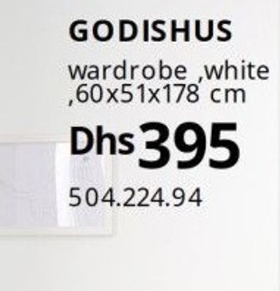 GODISHUS wardrobe, white 60x51x178 cm