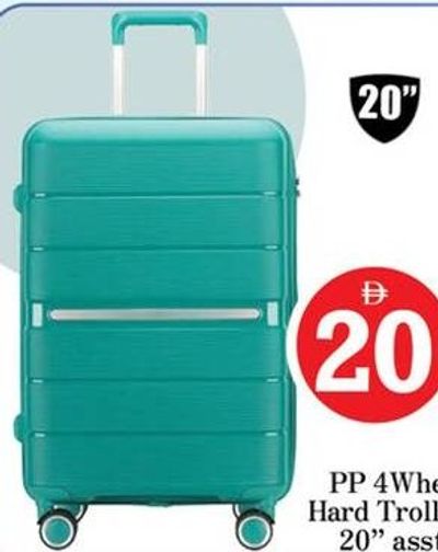 PP 4Wheel Hard Trolley 20" asstd.