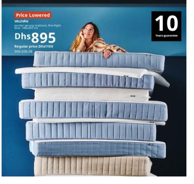 VALEVÅG pocket sprung mattress, firm/light blue, 140x200 cm