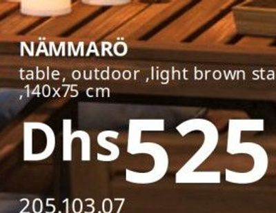 NÄMMARÖ table, outdoor, light brown stained, 140x75 cm