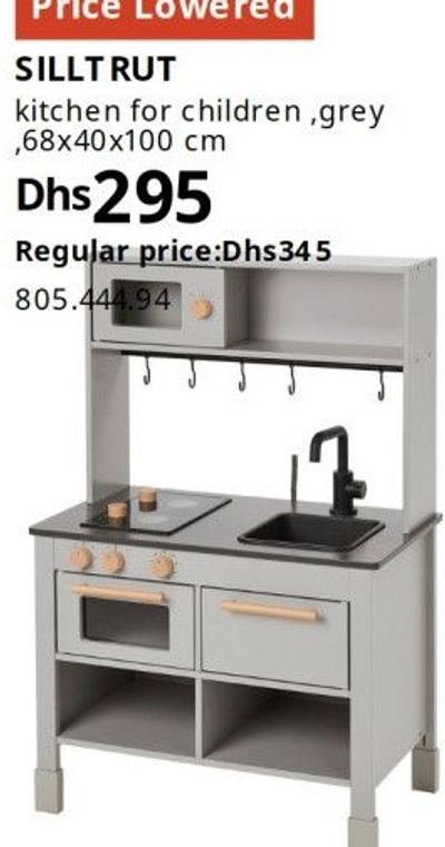 SILLTRUT kitchen for children, grey, 68x40x100 cm
