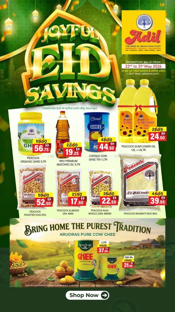 Joyful Eid Savings from Al Adil until 31st May