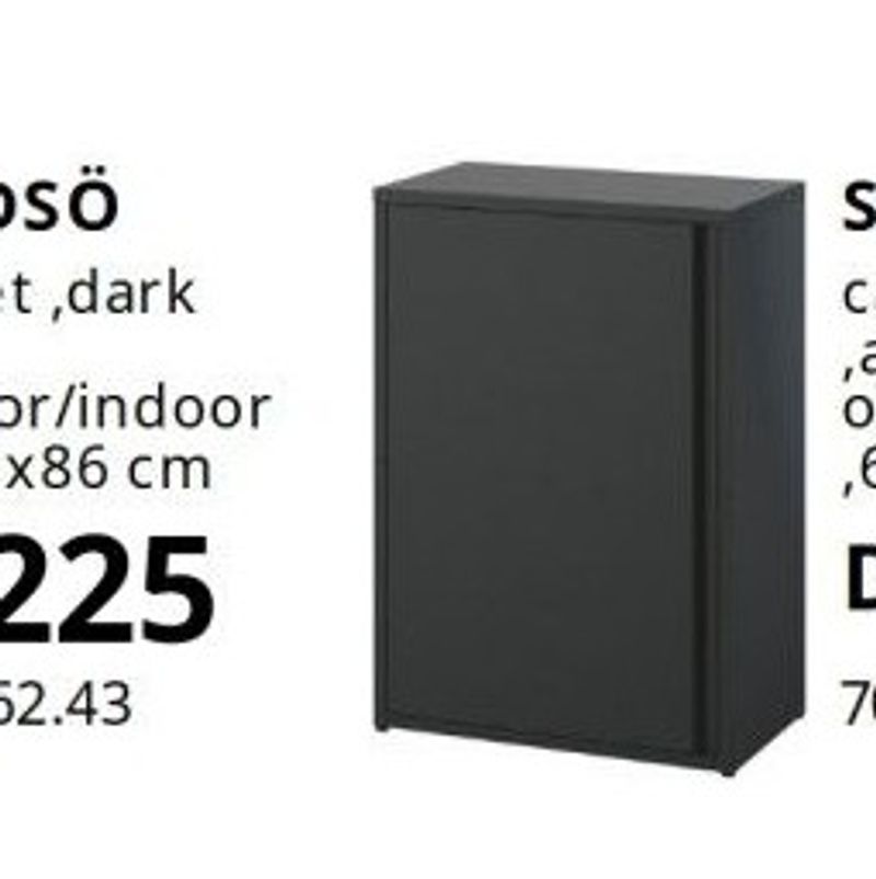 SUNDSÖ cabinet, anthracite outdoor/indoor, 60x35x86 cm