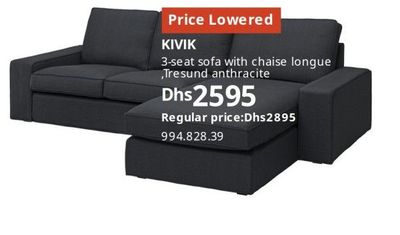 KIVIK 3-seat sofa with chaise longue, Tresund anthracite