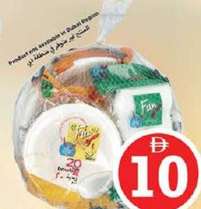 Fun Foam Plate+Bowl+Plastic Spon+Napkin Set