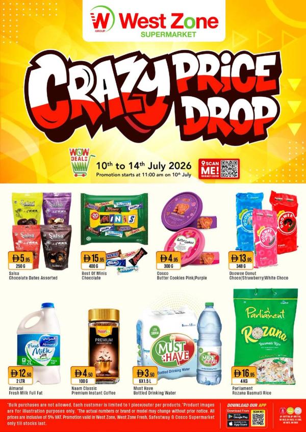 Crazy Price Drop from West Zone until 14th July