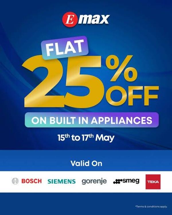 Enjoy FLAT 25% OFF On Built In Appliances from Emax until 17th May
