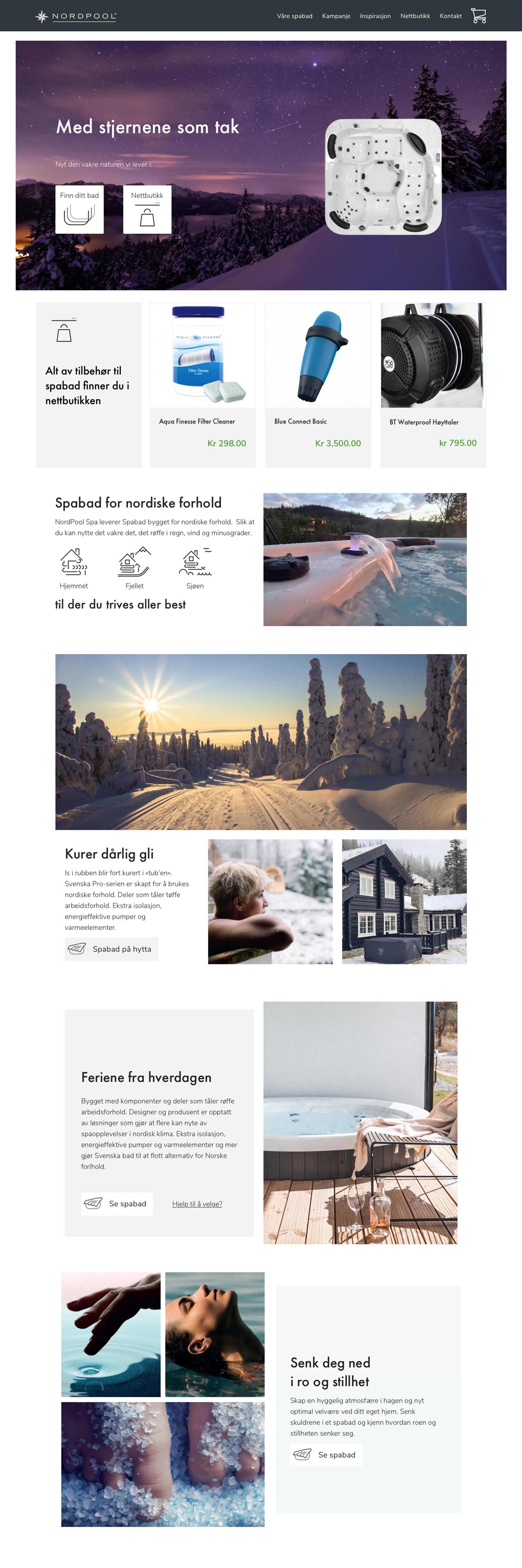 Screenshot Frontpage for Nordpool Spa