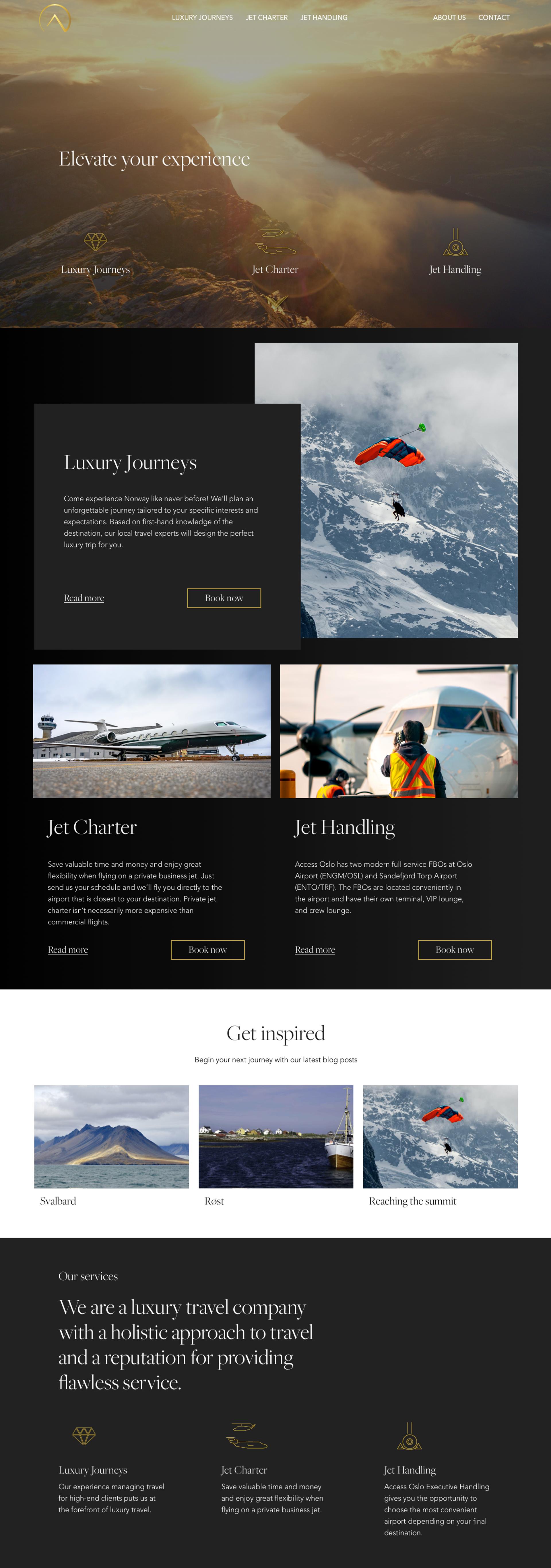 Screenshot of frontpage Access Oslo design