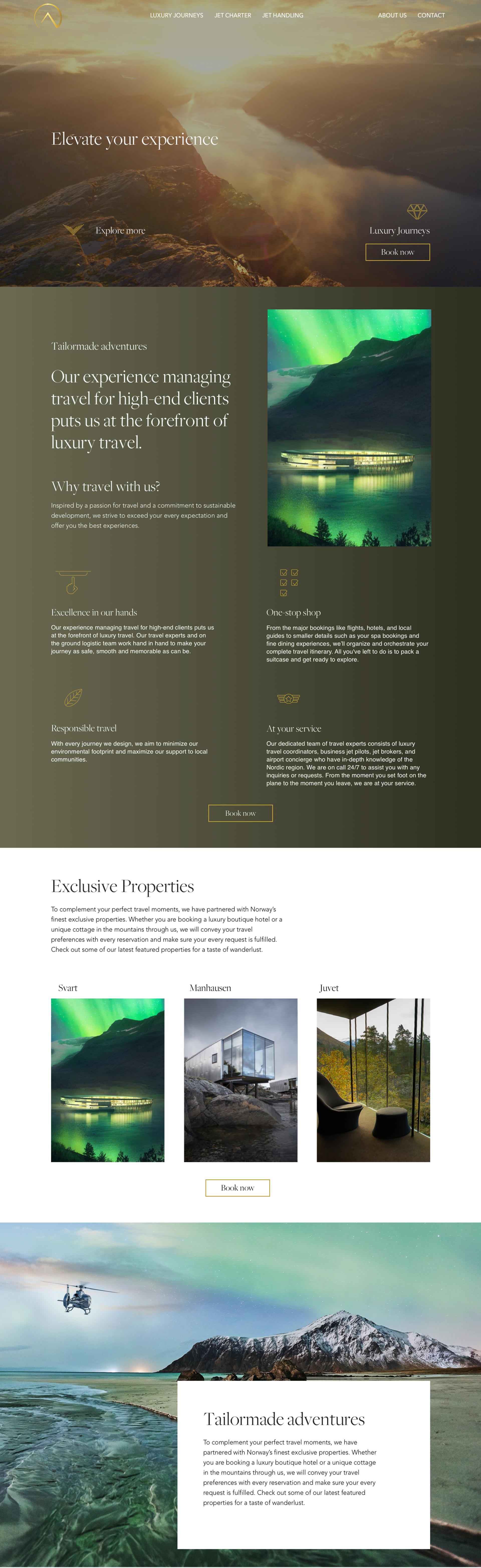 Screnn shot Section Luxury travels Access Oslo Redesign