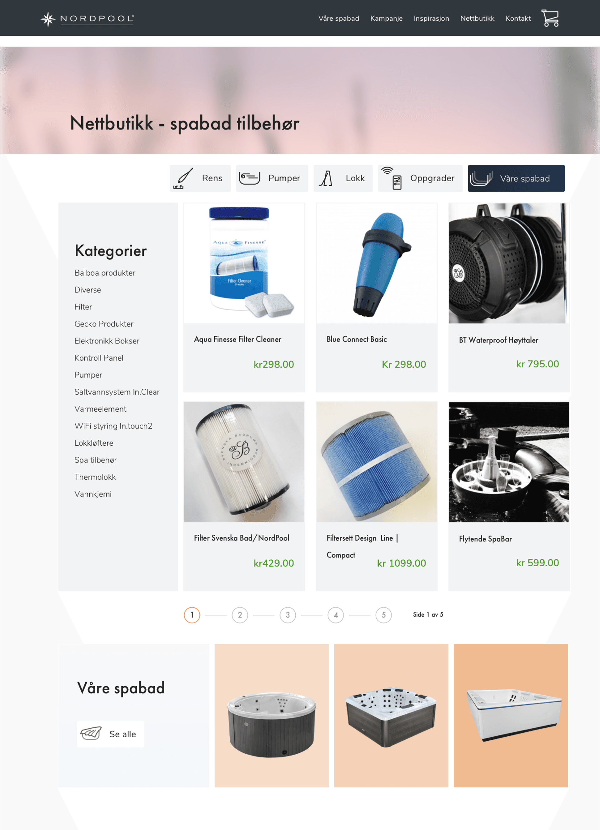 Screenshot webshop nordpool spa