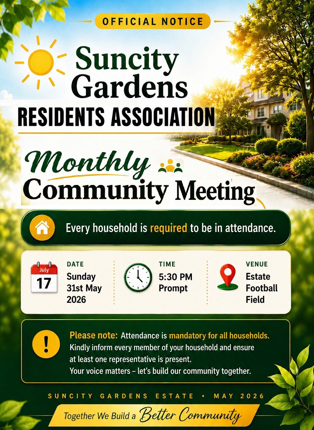 Suncity Gardens Monthly General Meeting