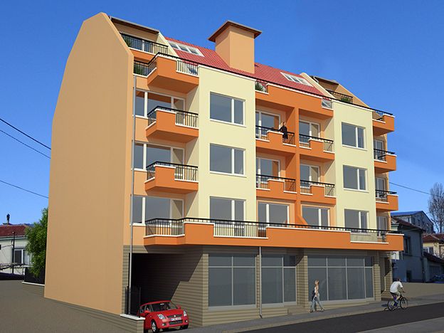 Five - storey residential building with underground garages and places for trade activity 2