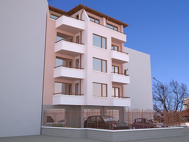 Four - storey residential building with underground garages and places for trade activity 7