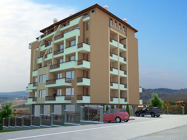 Three-six - storey residential building with underground garages and places for trade activity 1