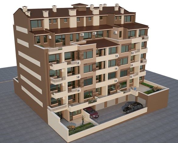 Six - storey residential building with underground garages and places for trade activity 6