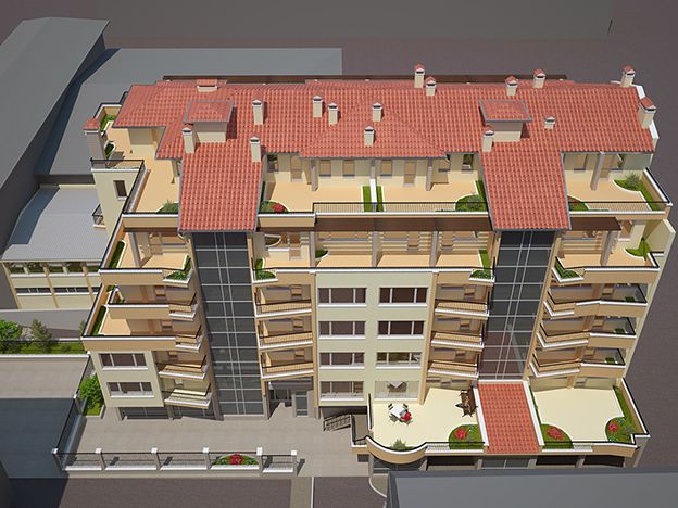 Three-six - storey residential building with underground garages and places for trade activity 5