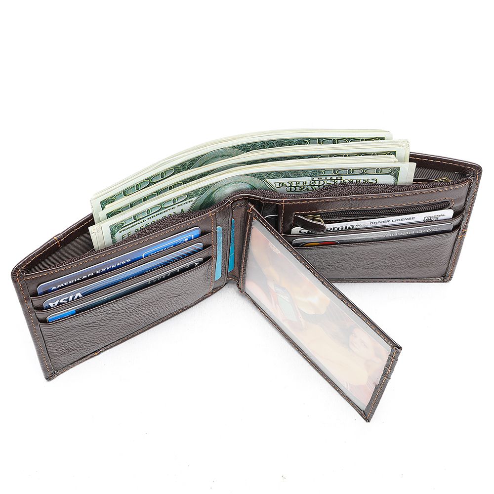 Billetera de dos cuerpos de hombre de cuero genuino
