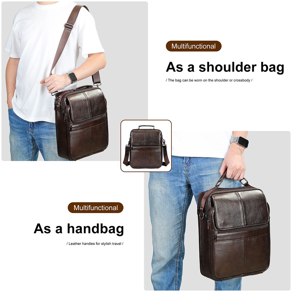 Morral para hombre de cuero genuino