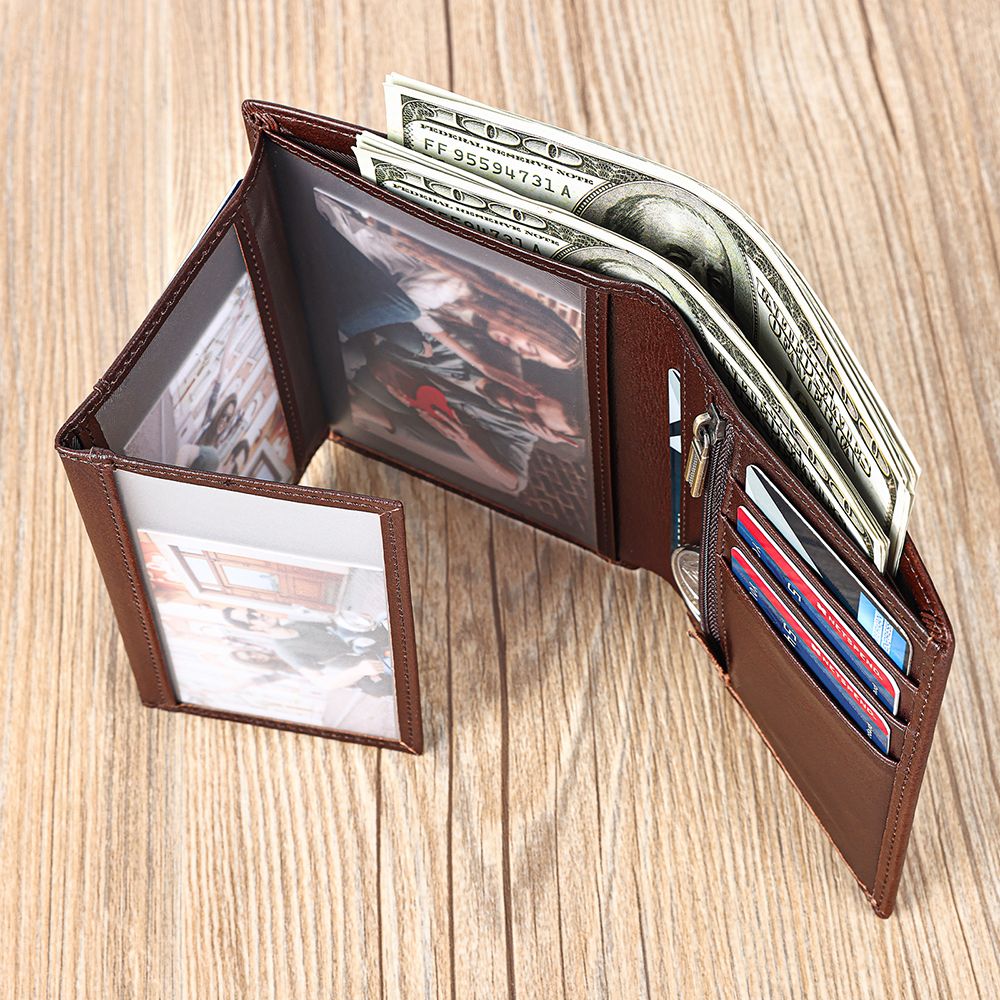 Billetera de 3 cuerpos en cuero genuino