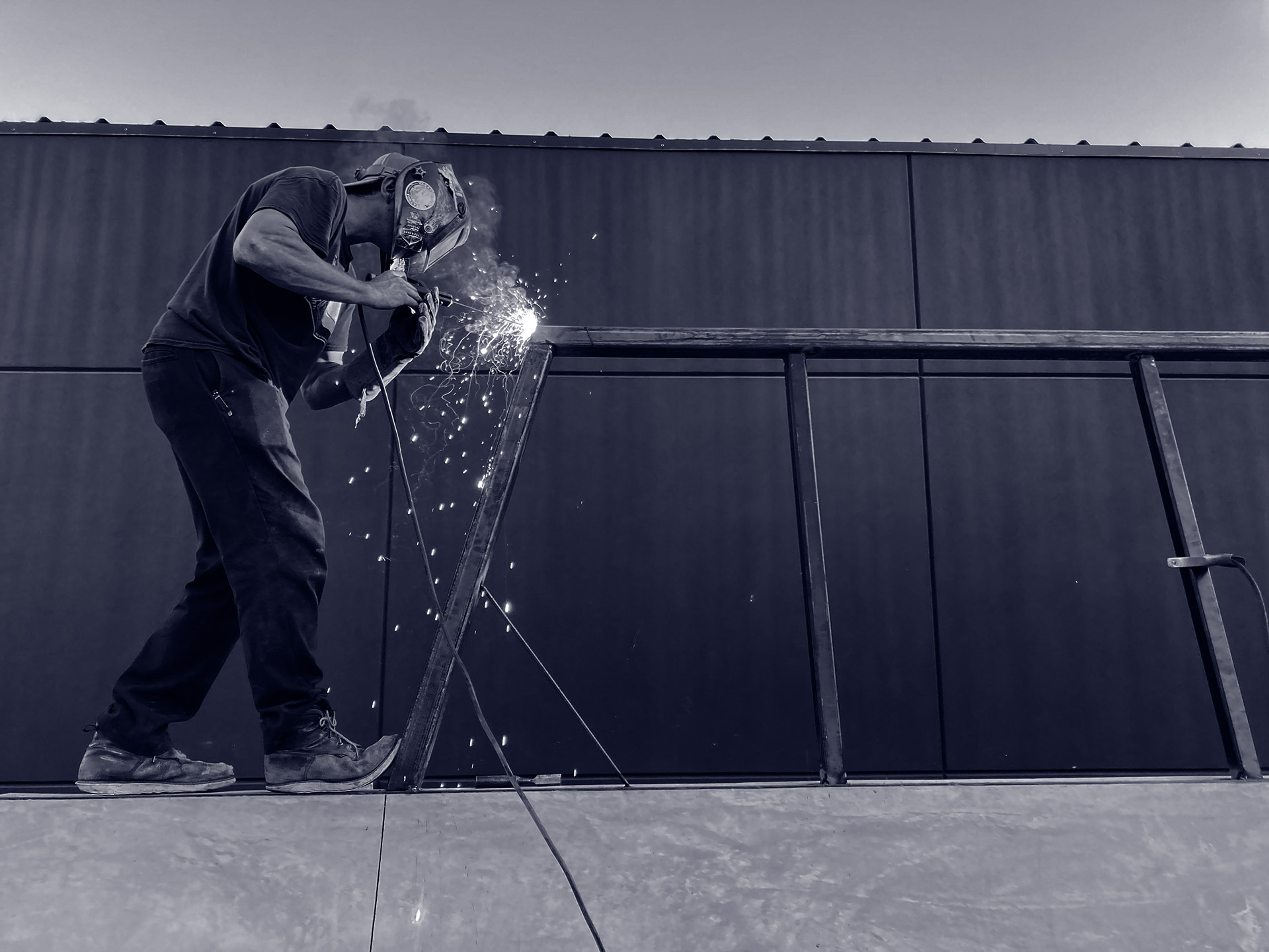 Nor'Easter team welding a skate rail