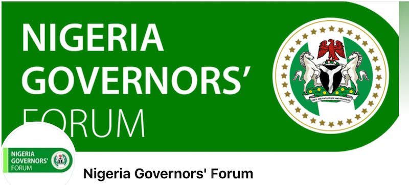 Green banner graphic reading "Nigeria Governors' Forum" beside the national coat of arms emblem