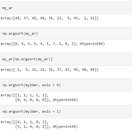 indirect sorting methods in numpy