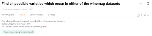Interview Question to Practice UNION