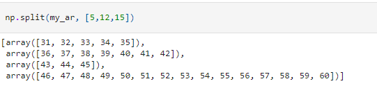 split the numpy array