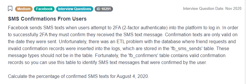 SMS Confirmations Data Science Interview Question