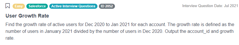 Product Analytics Interview Questions for User Growth Rate