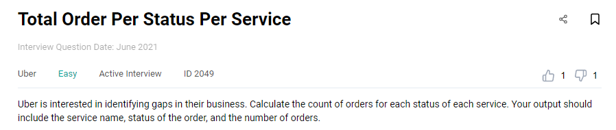 Business analyst interview question from Uber