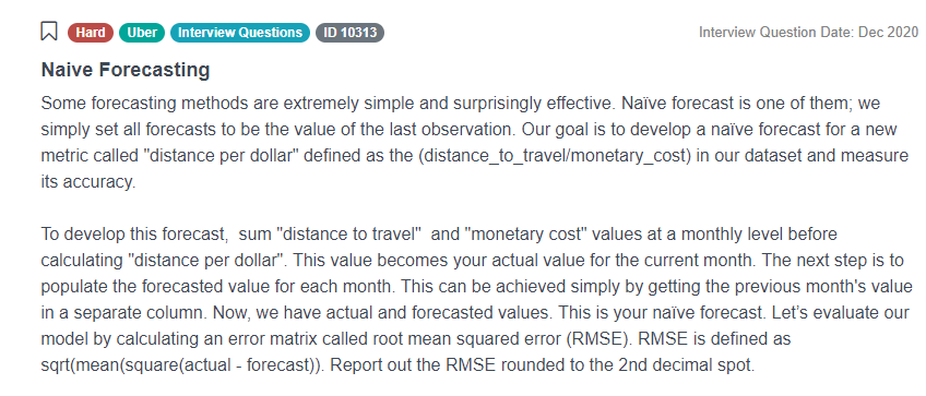 SQL Interview Questions for Naive Forecasting