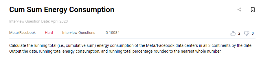 Facebook data engineer interview question to calculate energy consumption