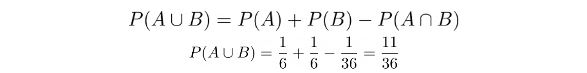 probability equation of union of two events